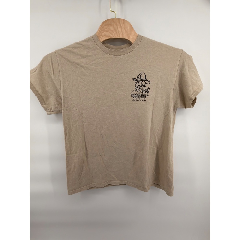 Grim Days Wild Willie's Western Wear Skull‎ Graphic Tee Tan Large